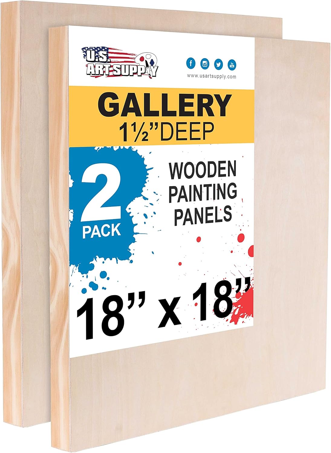 Unfinished Cradled Wood Panels for Painting - 18x18 in 2 Pack