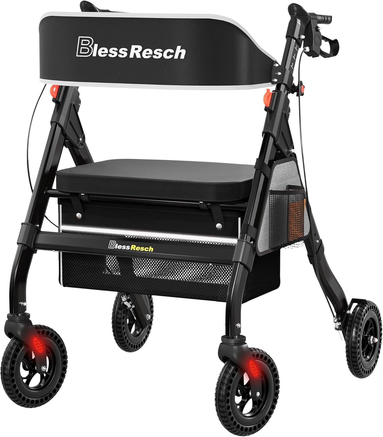 Foldable Rollator Walkers with Seat for Seniors - Heavy-Duty Design