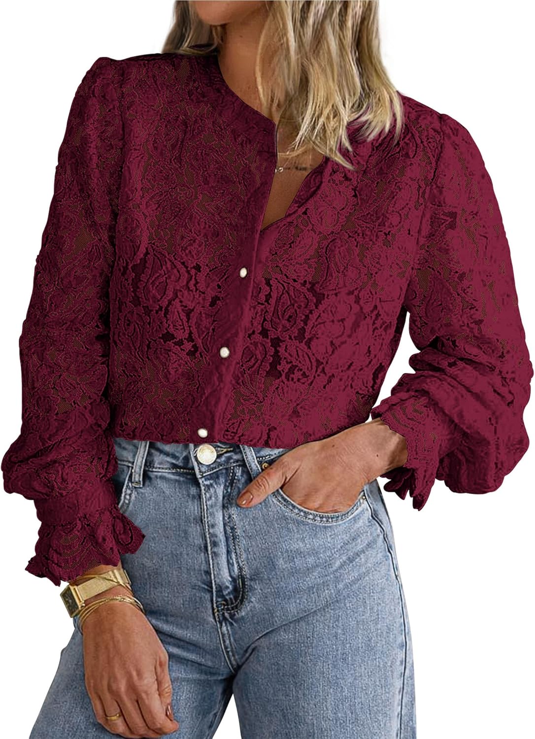 PRETTYGARDEN Women's Dressy Casual Lace Blouse for All Occasions