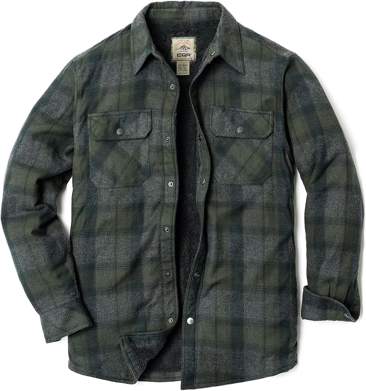 CQR Men's Plaid Flannel Shirt Jacket for Outdoor Activities