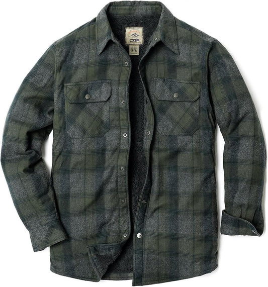 CQR Men's Plaid Flannel Shirt Jacket for Outdoor Activities