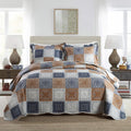 NEWLAKE Quilt Bedspread Set King Size - Color Block Reversible