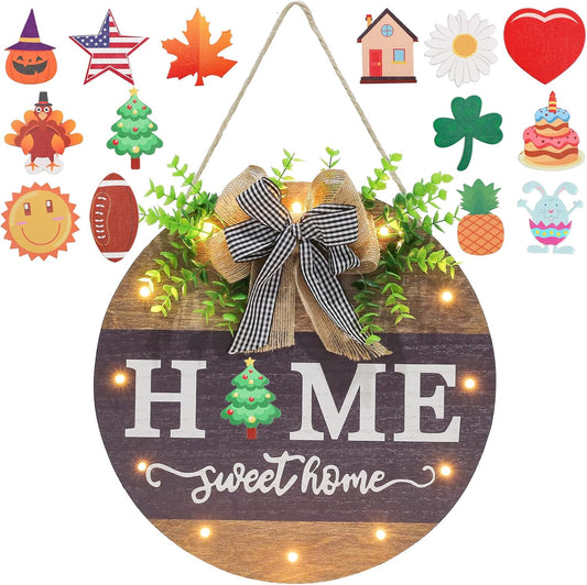 Interchangeable Welcome Sign for Front Door with 14 Icons
