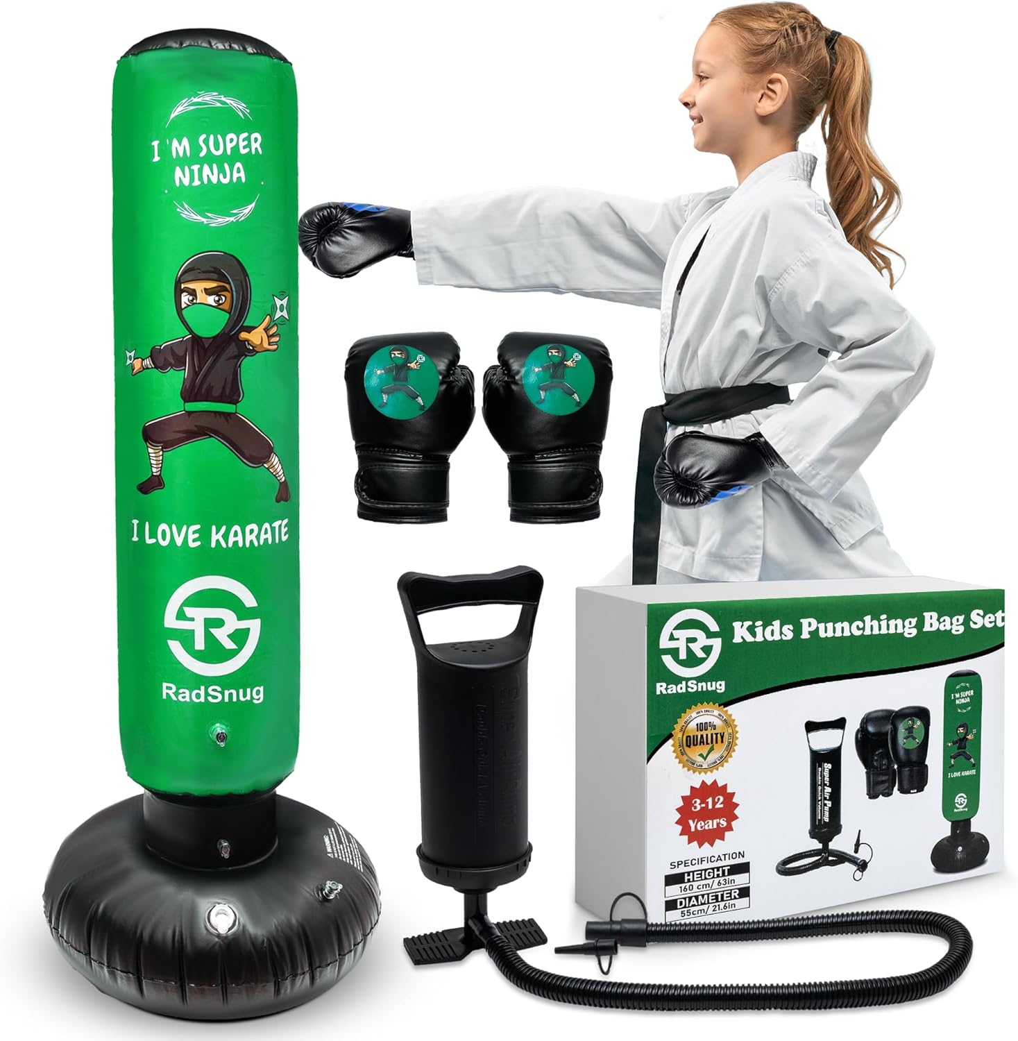 Inflatable Kids Boxing Set | Hand-Stitched Gloves | Ages 3-12