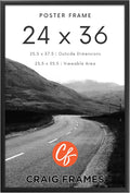 24x36 Poster Frame Matte Black 1in Moulding - Modern Wall Display