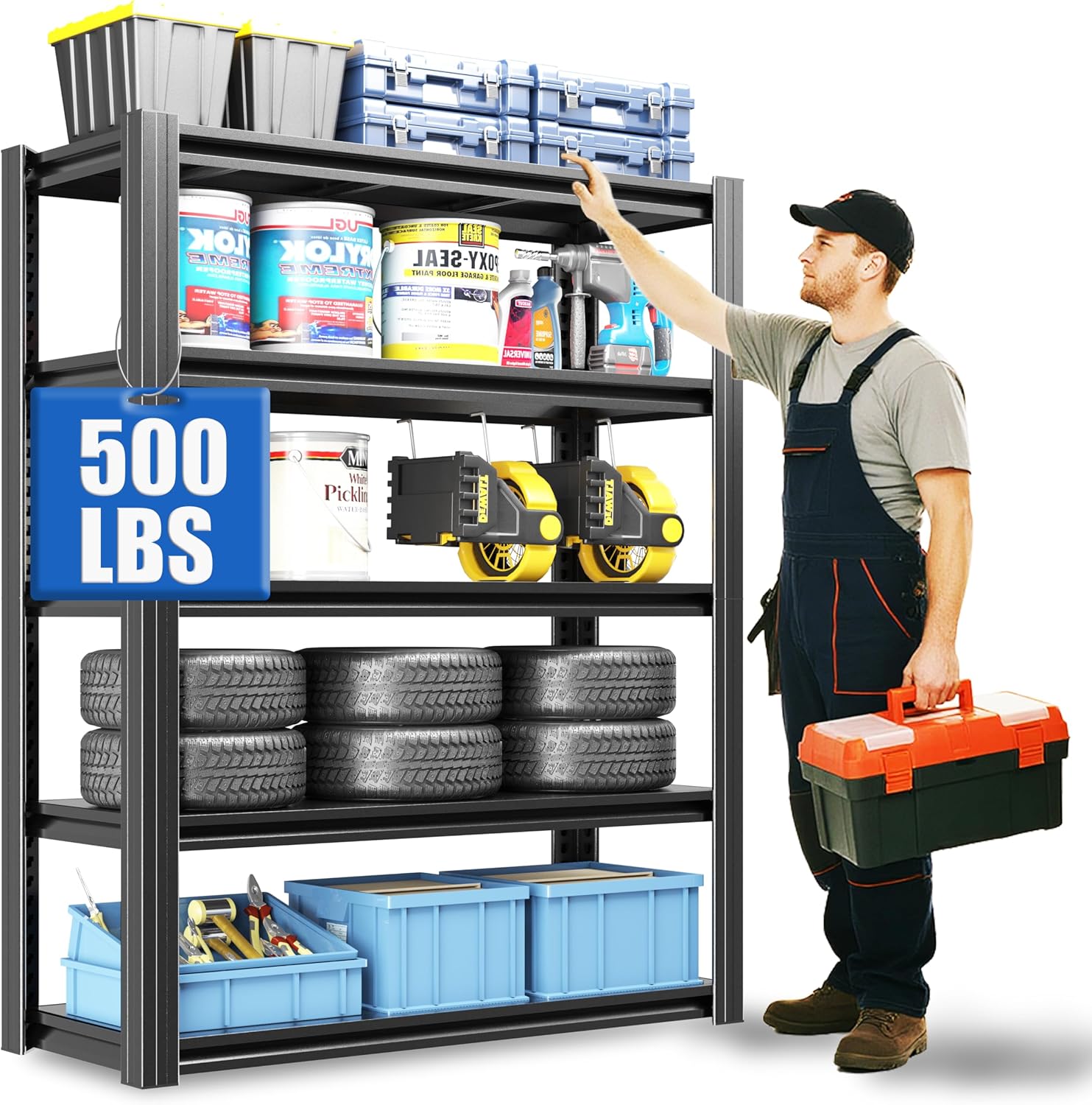 72in H Heavy Duty Garage Shelving Unit for Storage Solutions