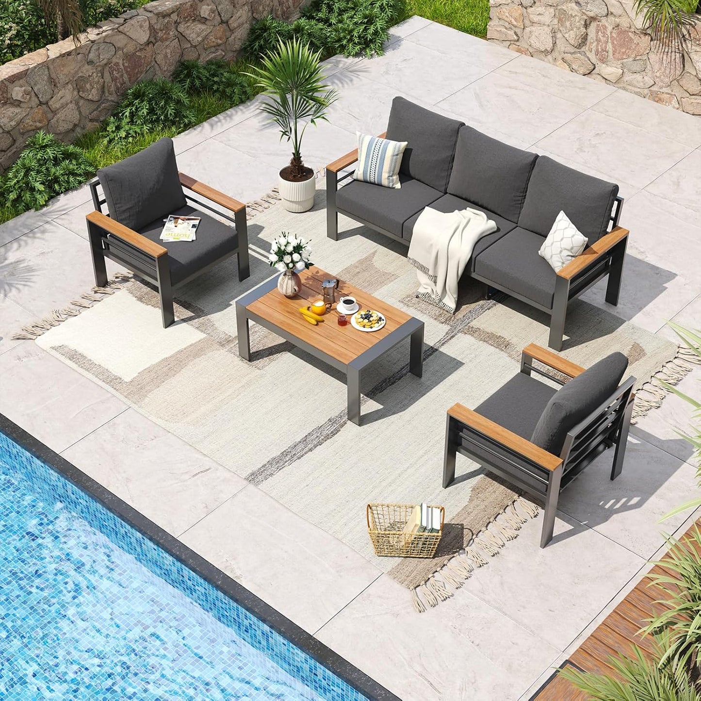 Aoxun Aluminum Patio Furniture Set for Comfortable Outdoor Living