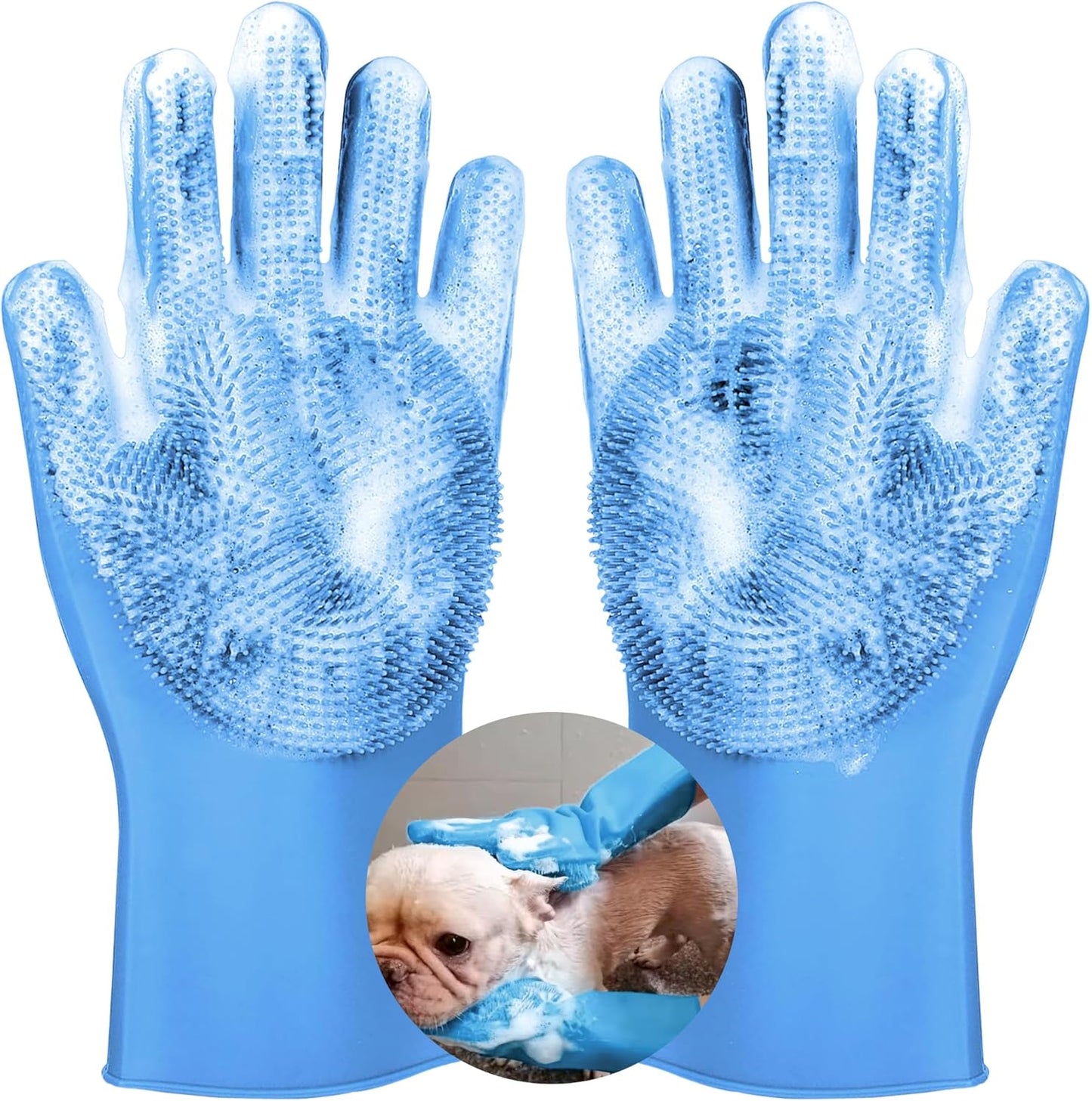 SUKETIL Dog Grooming Gloves - High-Density Teeth, 5-Finger Design