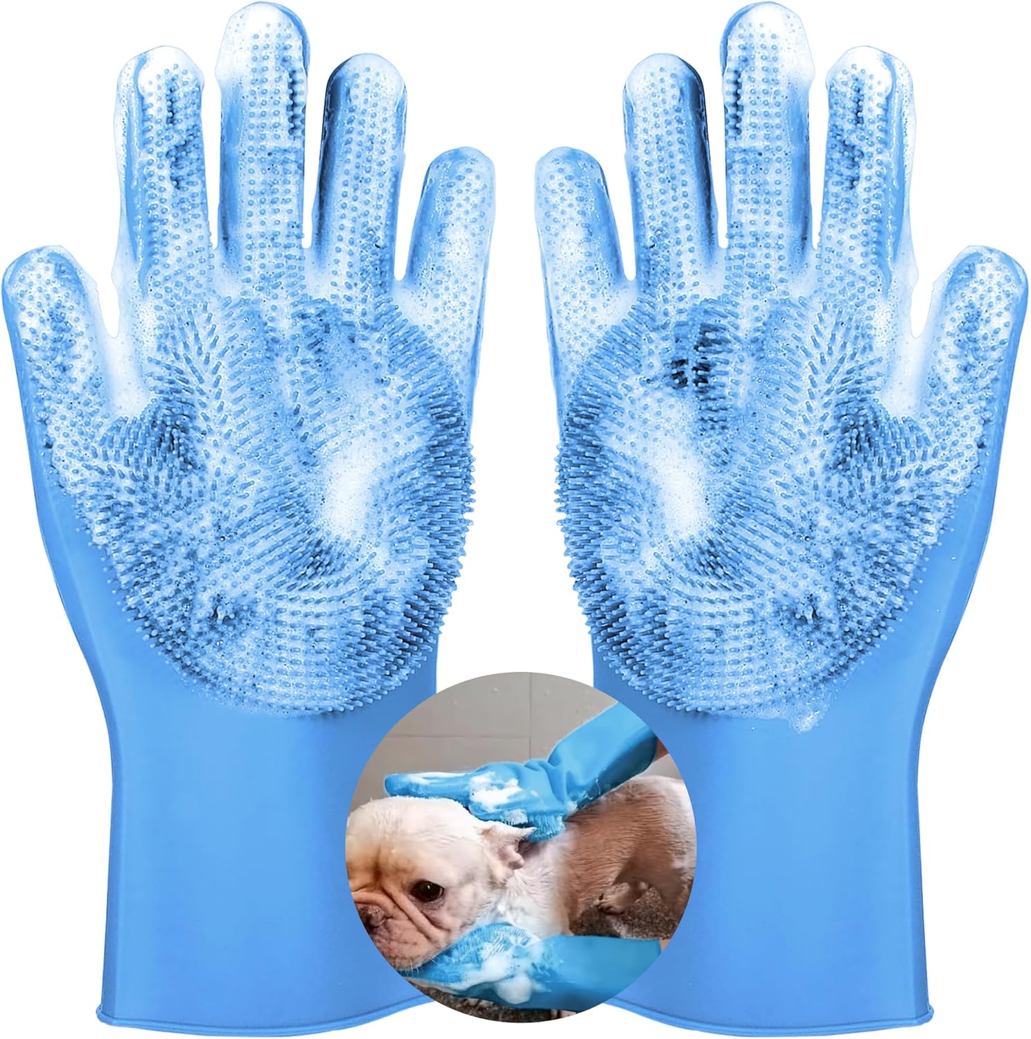 SUKETIL Dog Grooming Gloves - High-Density Teeth, 5-Finger Design