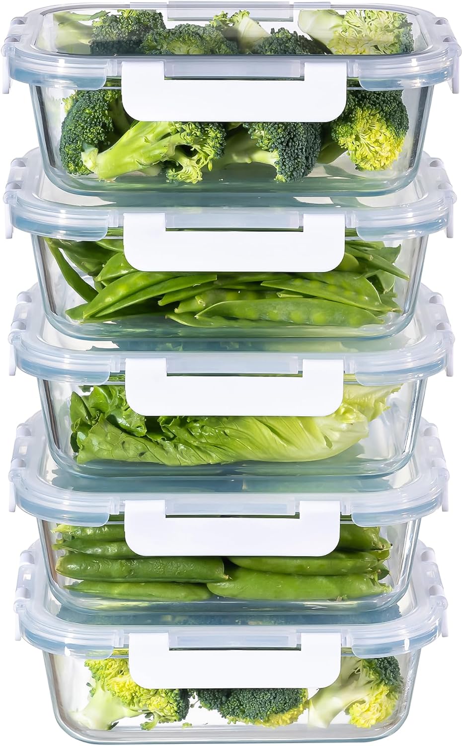 MFY 5-Pack 36 OZ Glass Storage Containers with Lids for Meal Prep