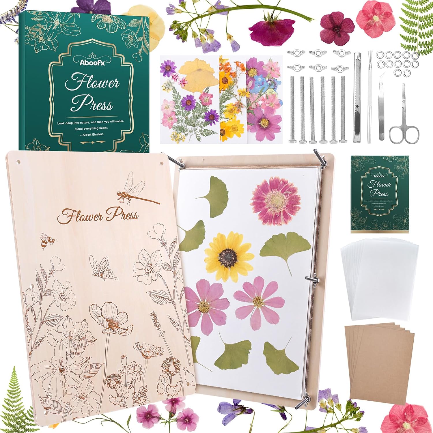 Aboofx Flower Press Kit for Crafting Beautiful Dried Flowers