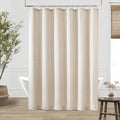 Beige Extra Long Linen Shower Curtain 84 in - Neutral Farmhouse Drapes