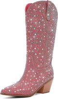Cowgirl Ankle Boots Cowboy Boots for Women - Rhinestone Chunky Heel If
