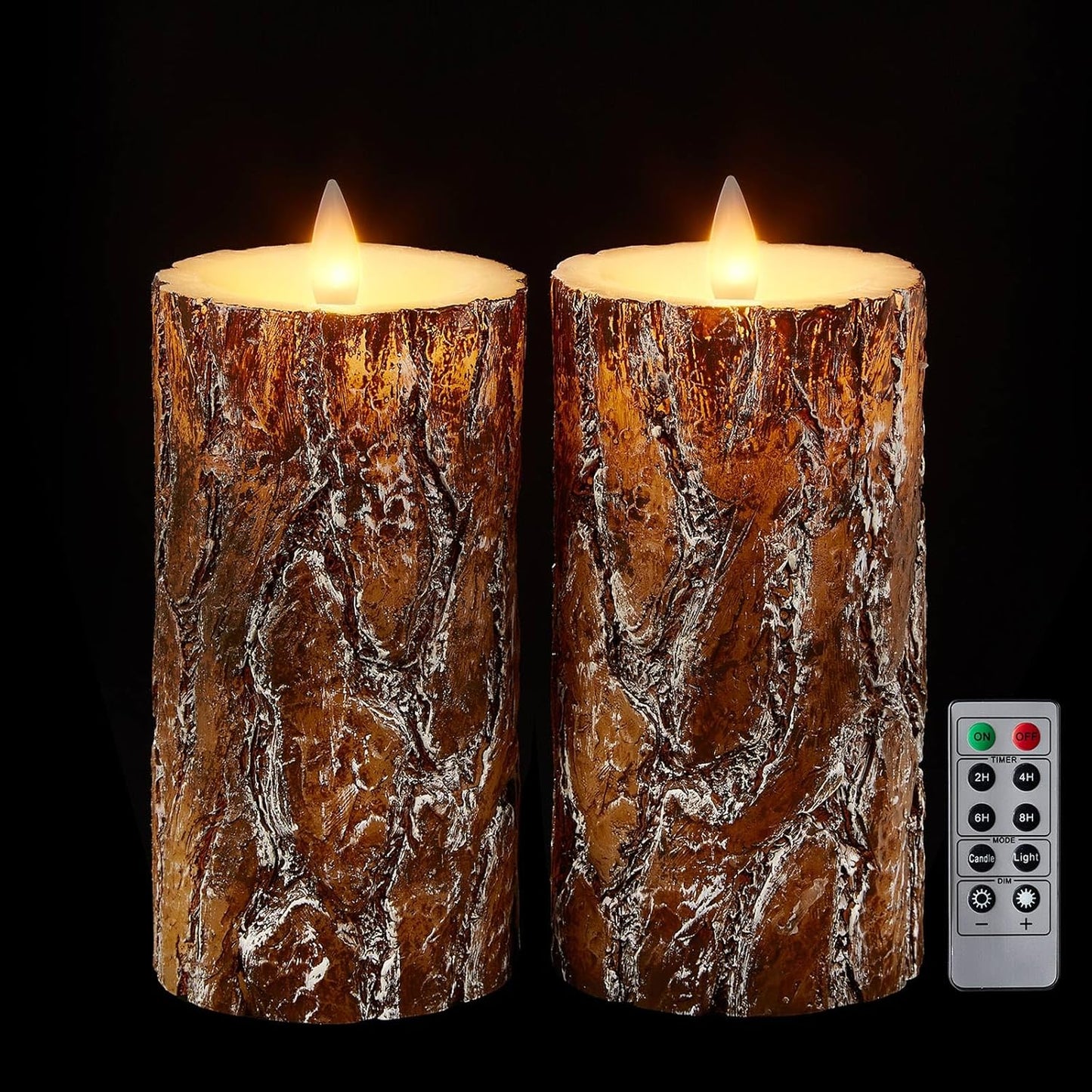 Pine Flameless Pillar Candles with Remote Timer for Home Decor