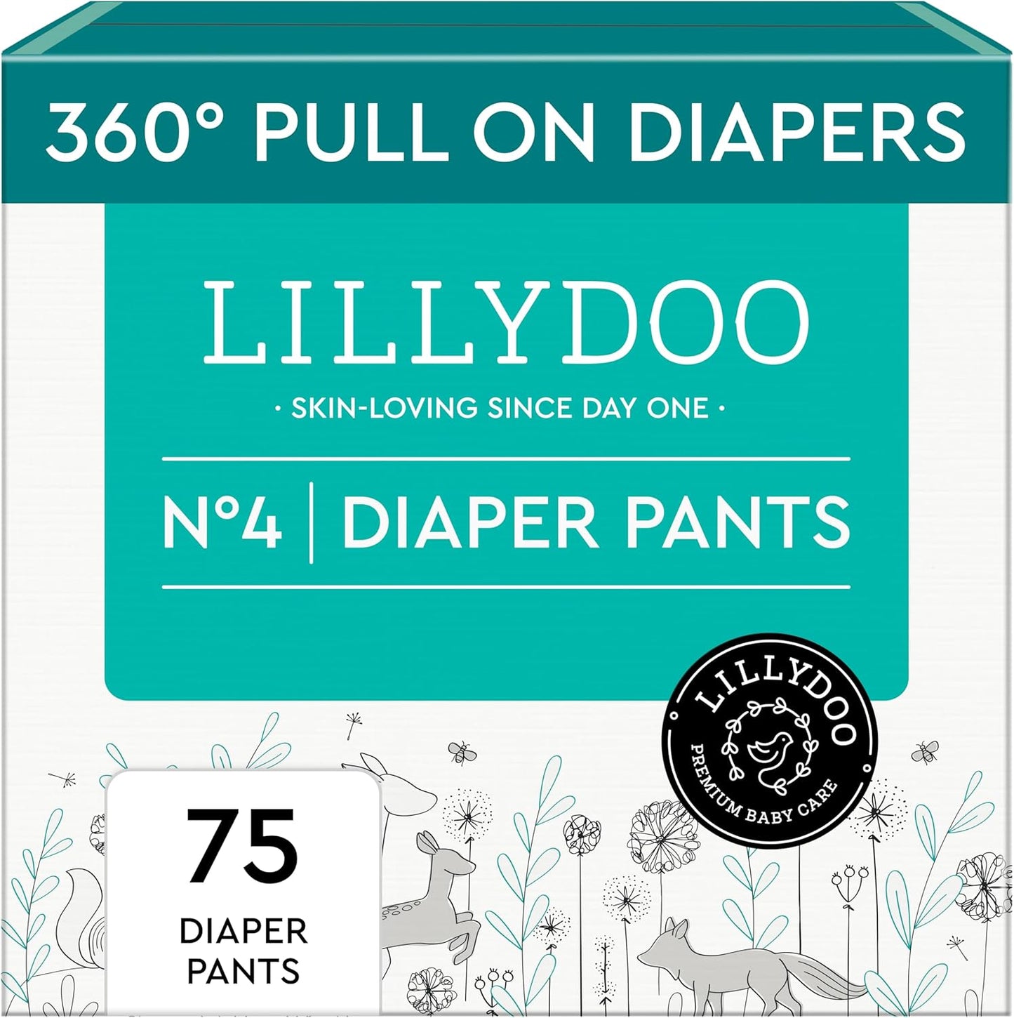 LILLYDOO Diaper Pants for Toddlers - Size 4, Soft & Absorbent