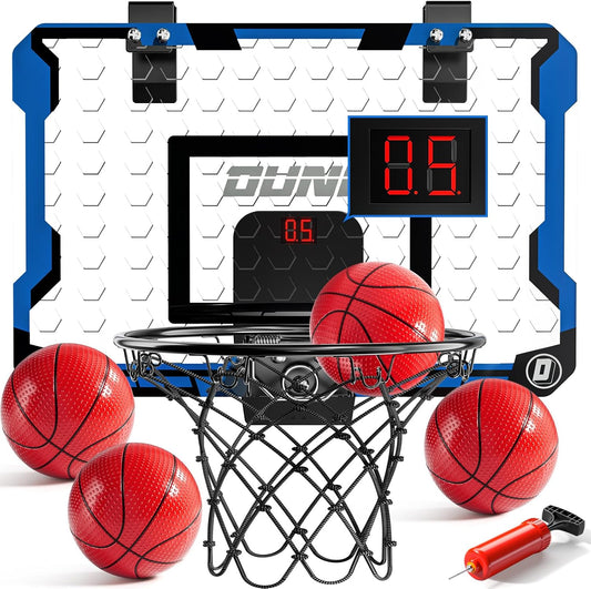 Indoor Basketball Hoop for Kids with Scoreboard & 4 Balls