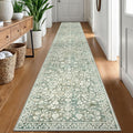 Vintage Runner Rugs for Hallway 2x12 Sage Green Beige - Extra Long