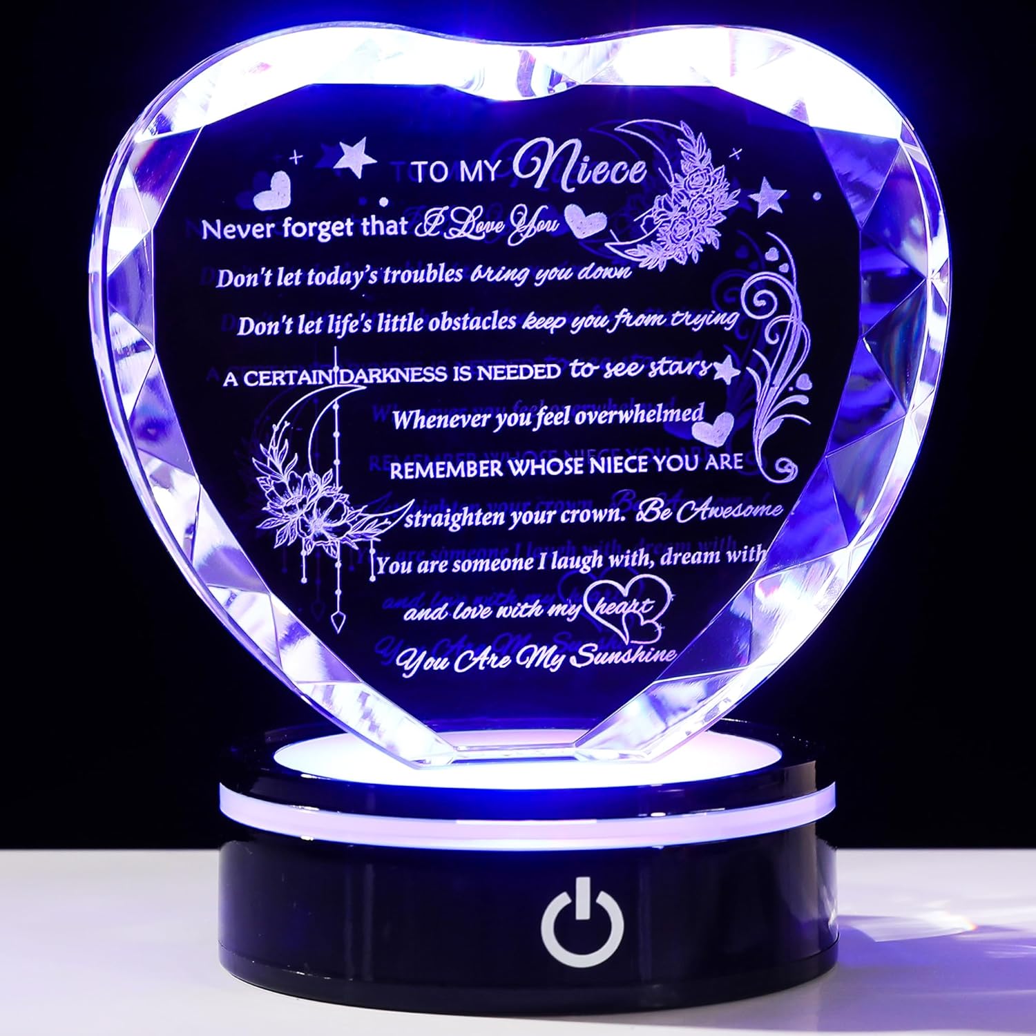 Heart Crystal Inspirational Gift for Niece from Auntie Uncle