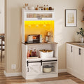 YITAHOME Farmhouse Bakers Rack - Organize & Illuminate Your Space!
