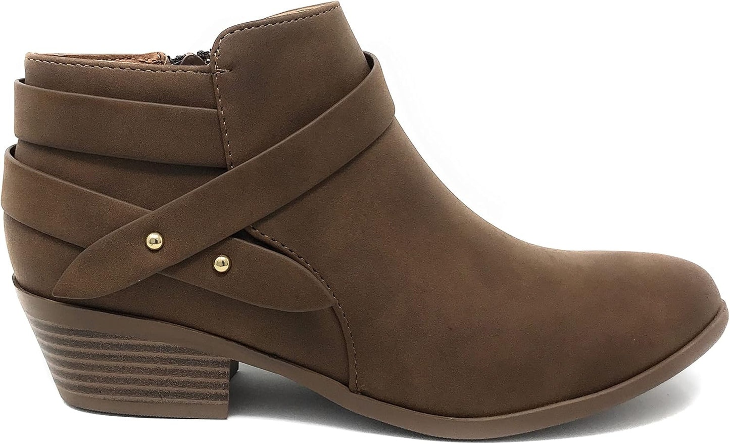Soda SWEETEN Women's Fashion Closed Toe Ankle Bootie Block Heel