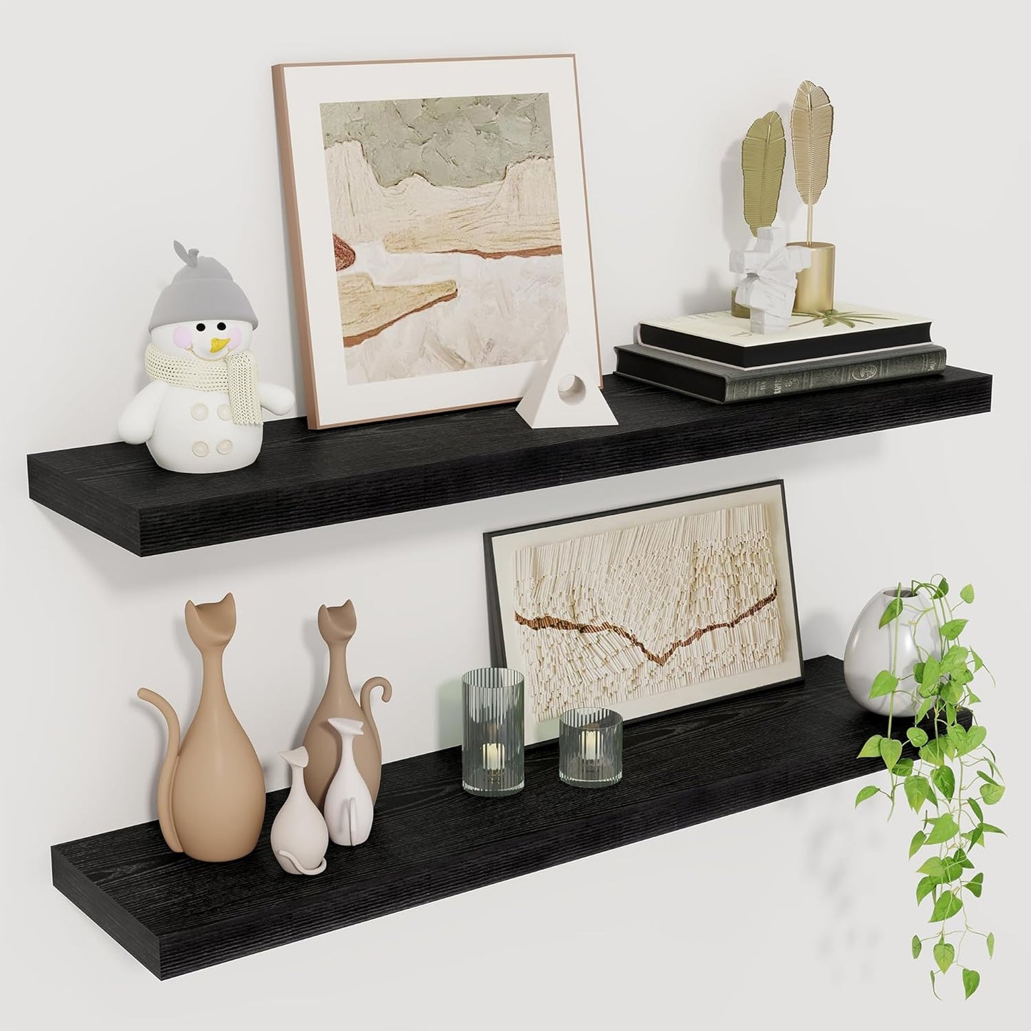 Fun Memories Floating Shelves for Wall - Rustic Wood Design