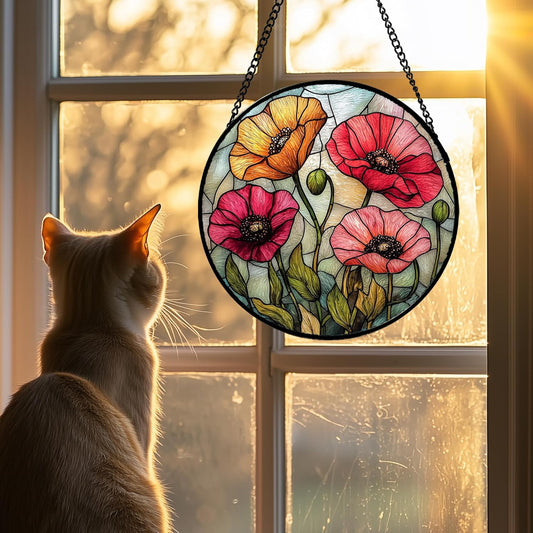 Vibrant Stained Glass Window Hanging for Home Decor and Gifts