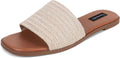 Tscoyuki Slides Sandals for Women - Comfortable Raffia Slip Ons