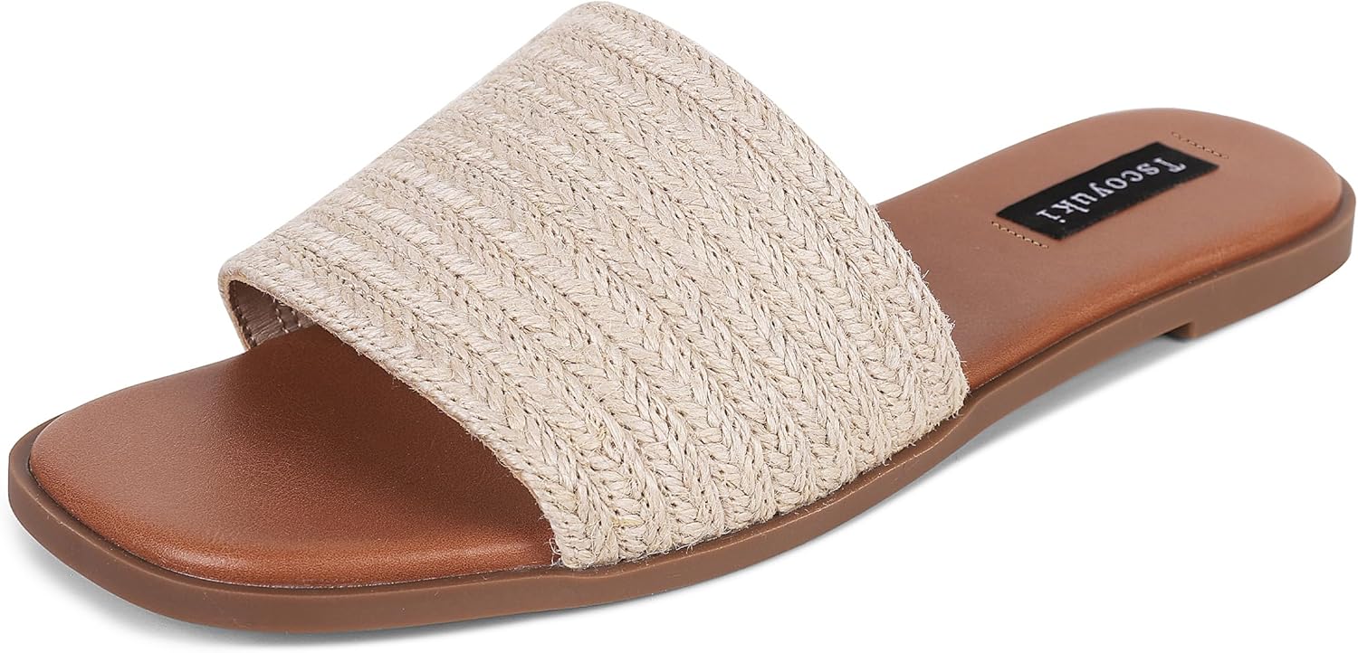 Comfortable Open Toe Flat Sandals for Women by Tscoyuki