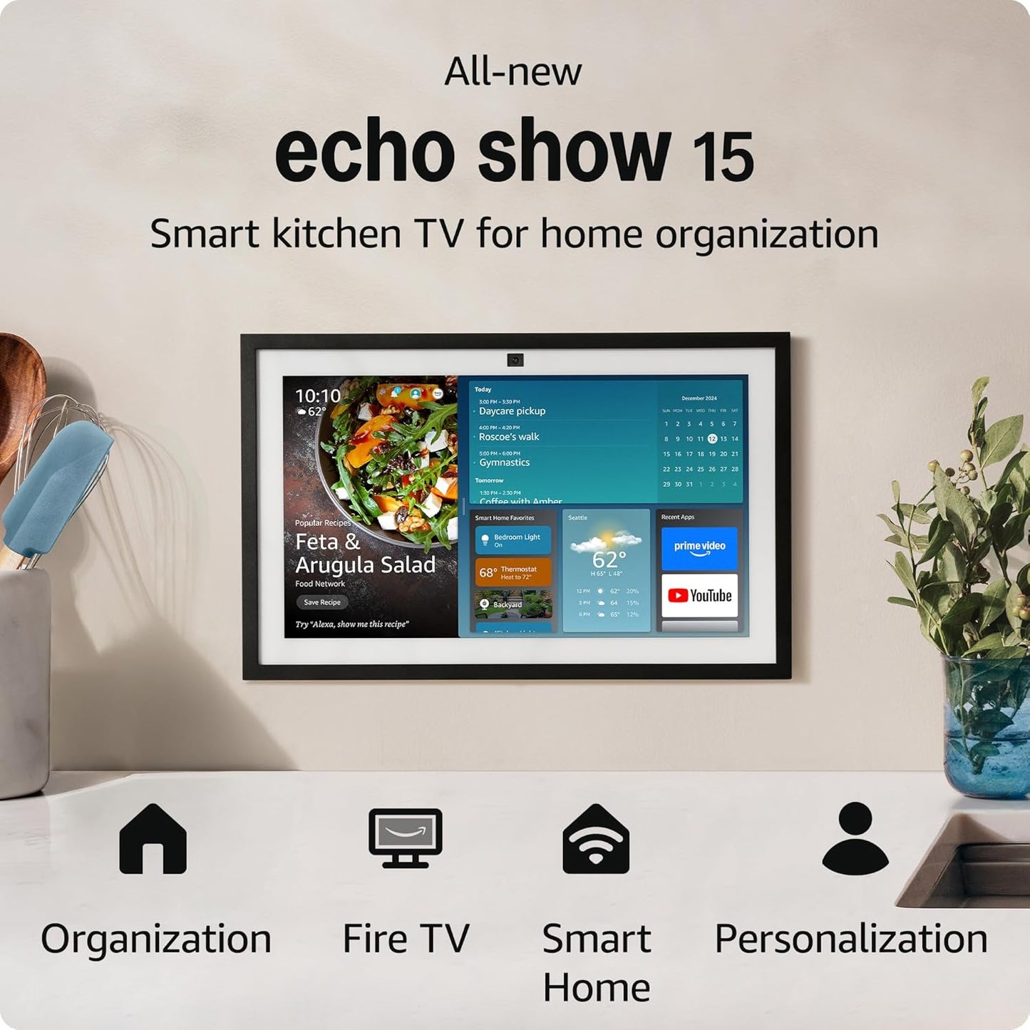Echo Show 15: Full HD Kitchen Hub with Fire TV & Alexa