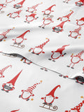 Split King Christmas Holiday Gnomes Red Sheet Set by CGK Unlimited