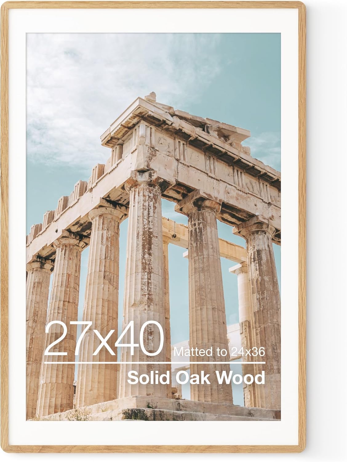 27x40 Inch Poster Frame - Solid Oak Wood Frame for Art Display
