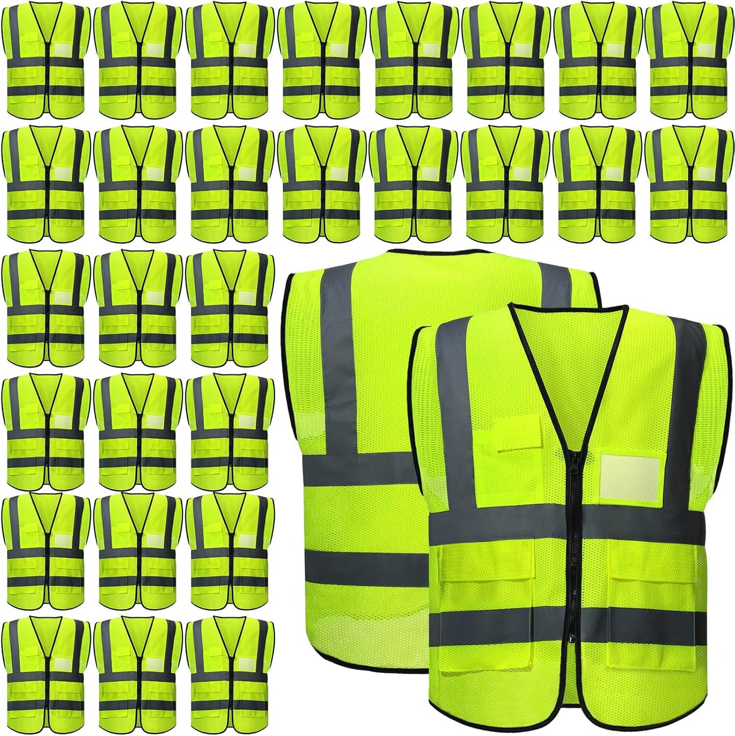 High Visibility Reflective Safety Vests for Men Women - 50 Pack
