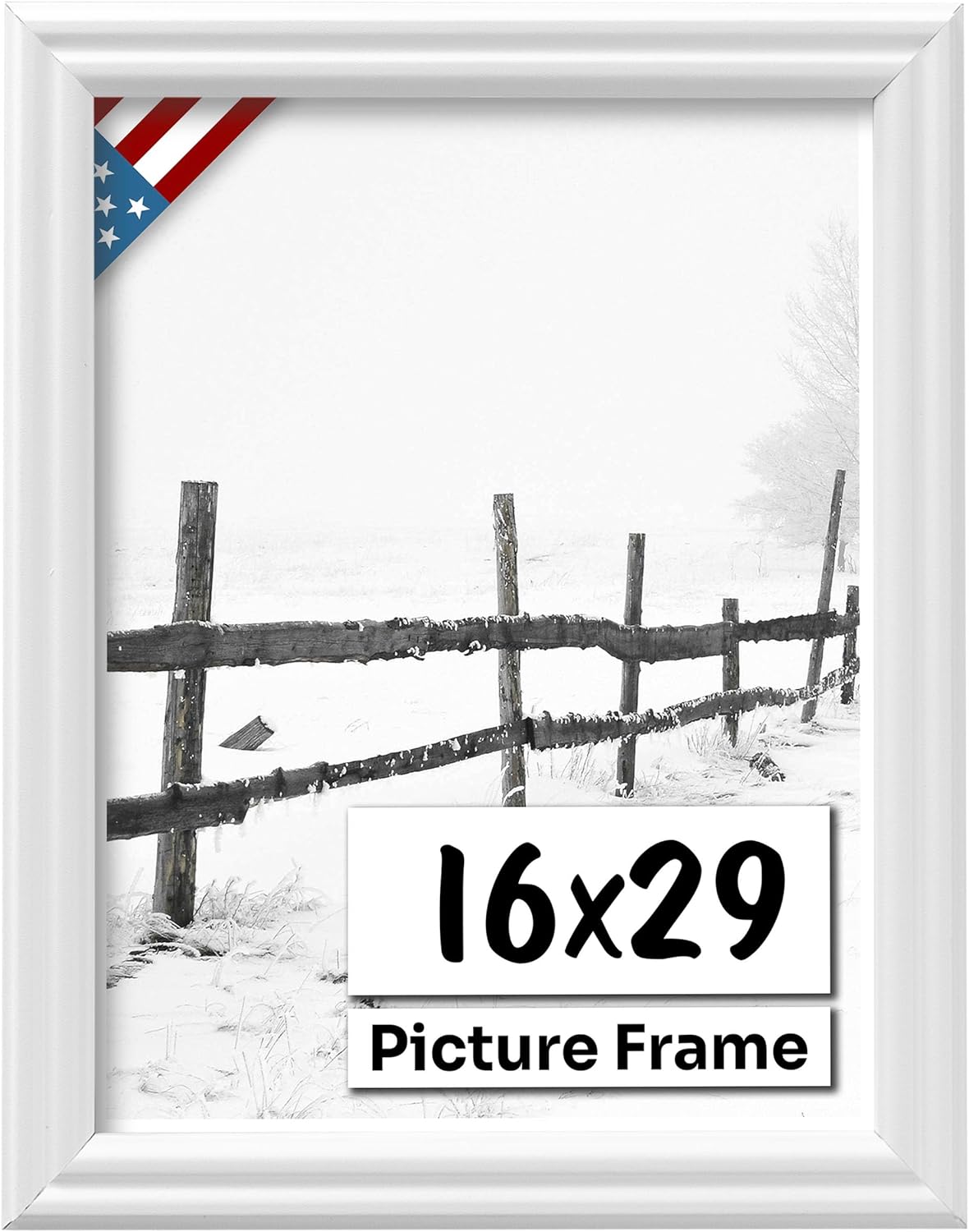 White 16x29 Picture Frame with UV-Blocking Plexiglass for Art