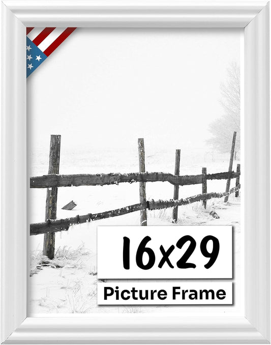 White 16x29 Picture Frame with UV-Blocking Plexiglass for Art