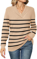 Ivicoer Women V Neck Collared Knit Sweater - Soft Viscose Blend