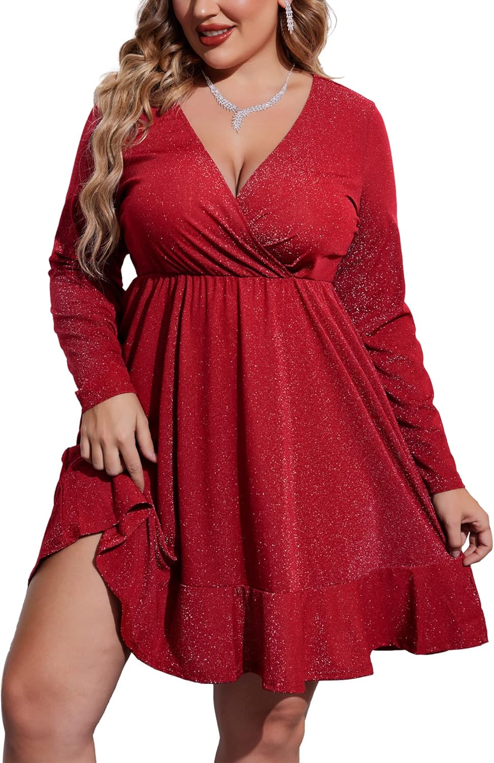 IN'VOLAND Plus Size Womens Glitter Dress for Every Occasion