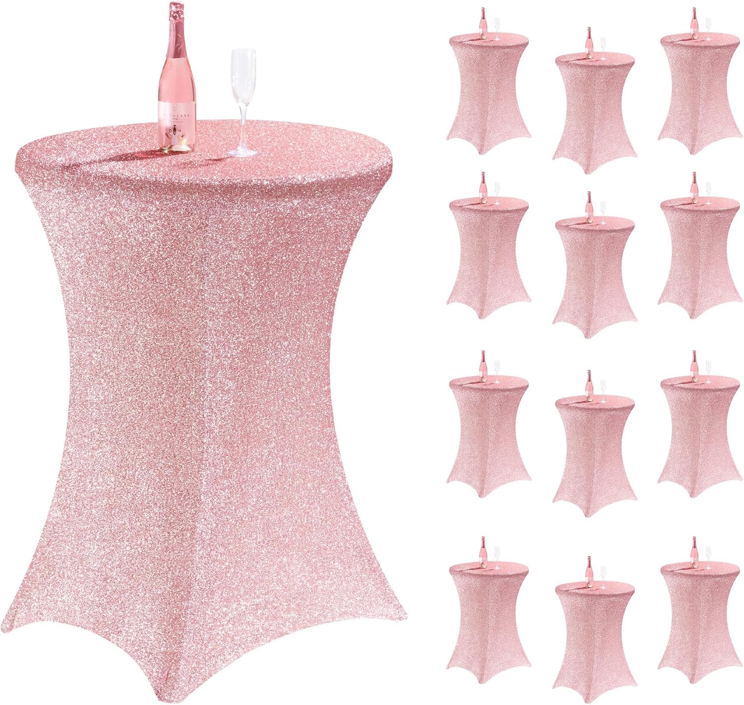 Shimmering Rose Gold Cocktail Table Covers - 12 Pack