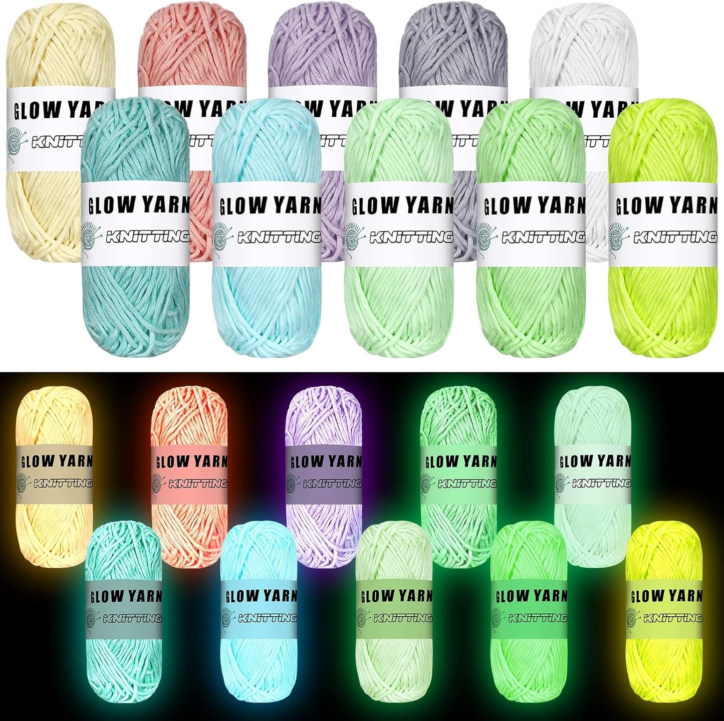 WILLBOND Glow in The Dark Yarn for Crocheting and DIY Crafts