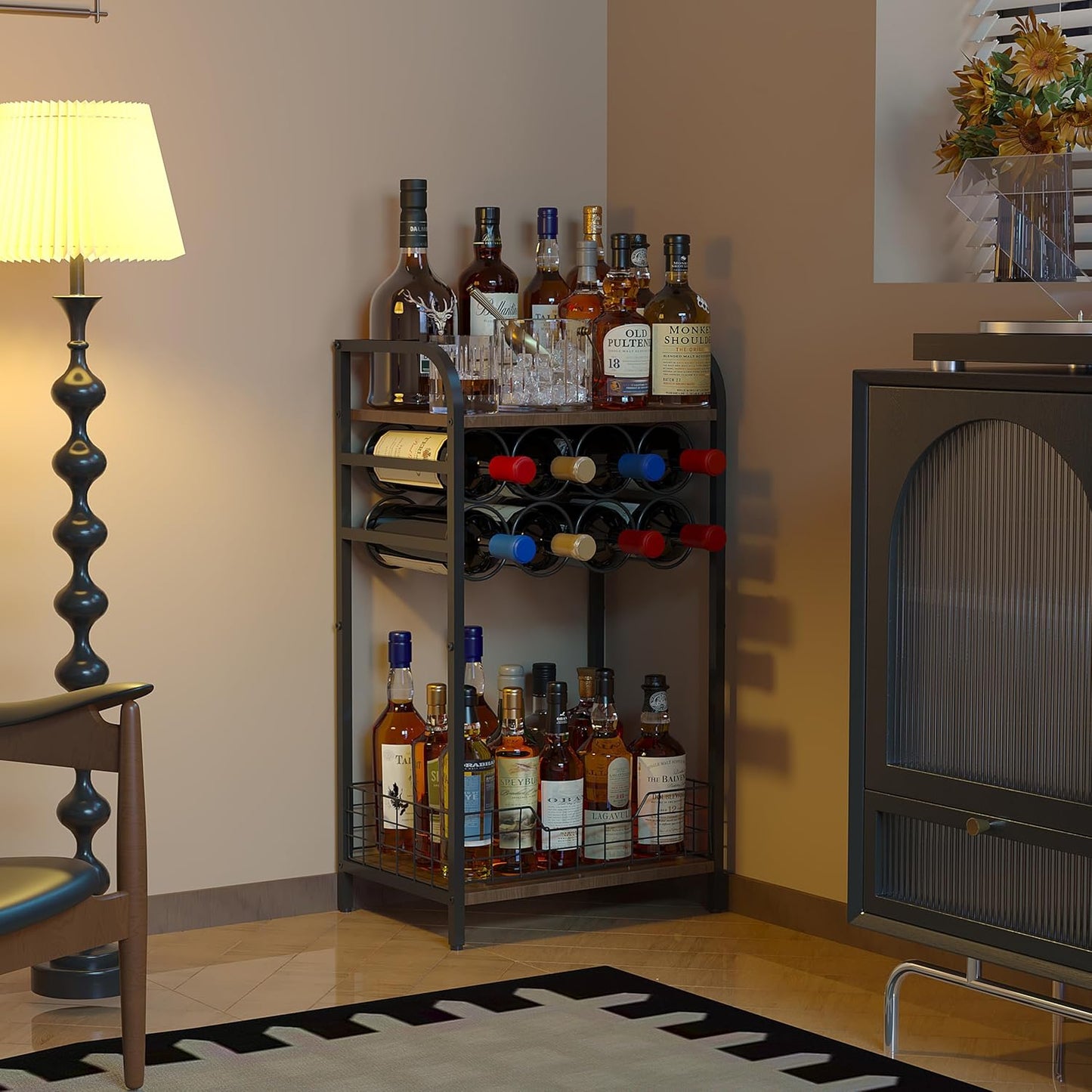 3-Tier Wine Bar Table: Stylish Mini Wine Rack for Home Use