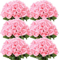 Artificial Pink Rose Stems 50 Pack - Realistic Silk Look for Weddings