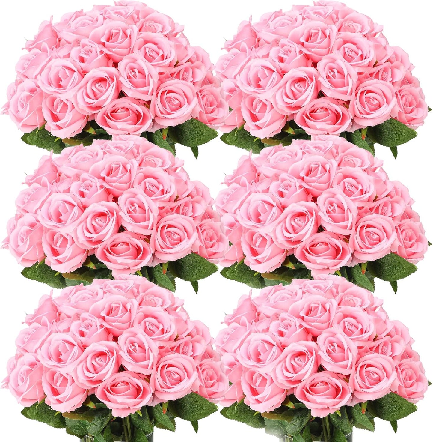Jexine 50 Pcs Artificial Rose Flower Bulk for Home Wedding Decor