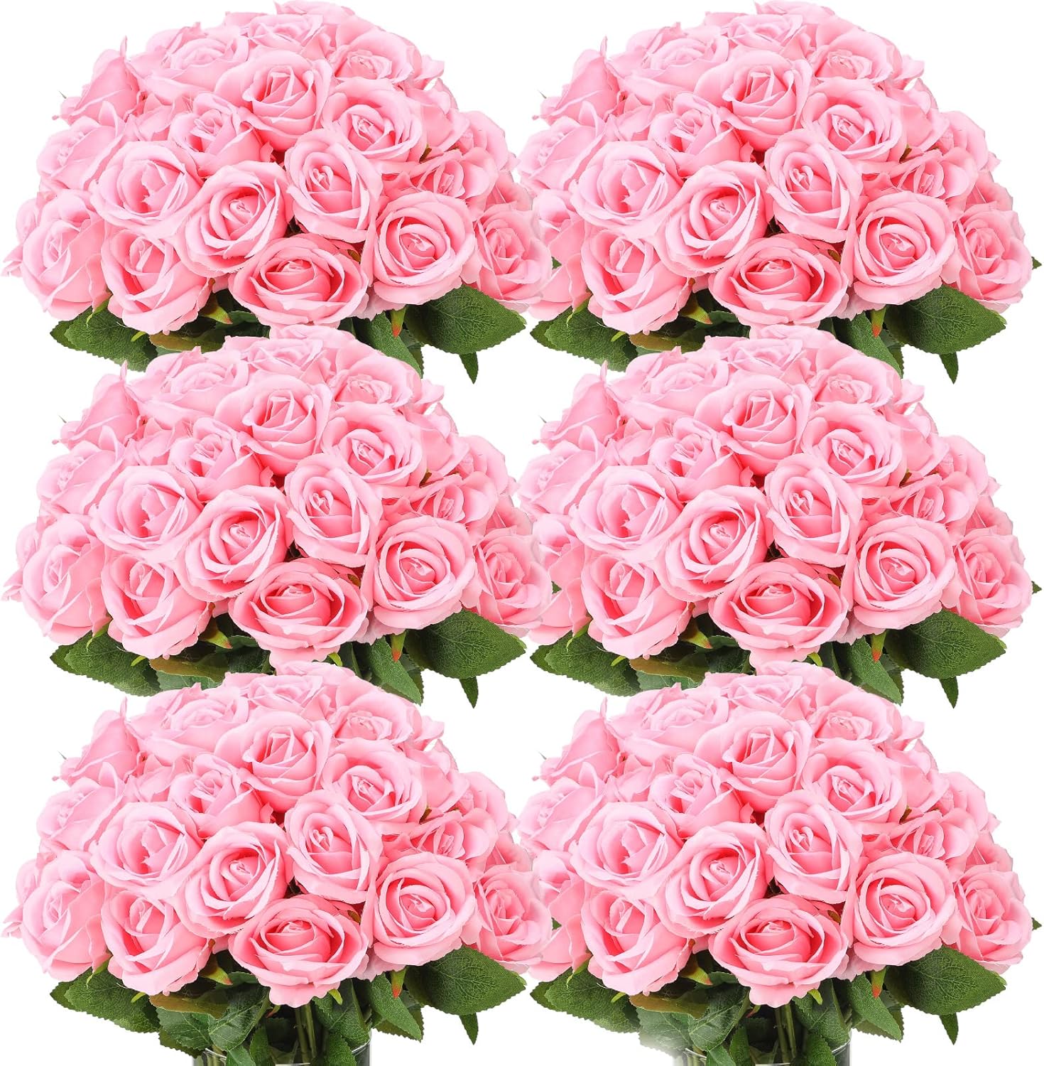 Jexine 50 Pcs Artificial Rose Flower Bulk for Home Wedding Decor