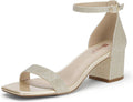 Chunky Heels for Women - Short 2.25in Square Open Toe Sandals