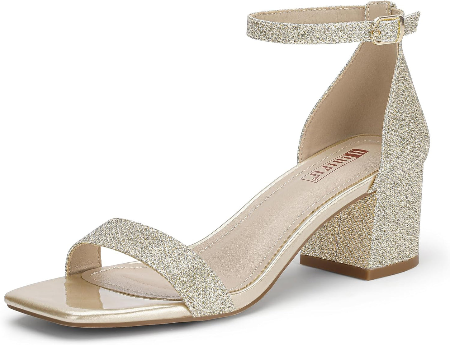 Chunky Heels Block Low Short Square Open Toe Sandals for Women