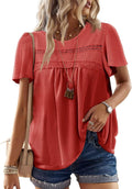 Womens Summer Tops Crewneck Short Sleeve Striped Shirts (Style 6PN1)