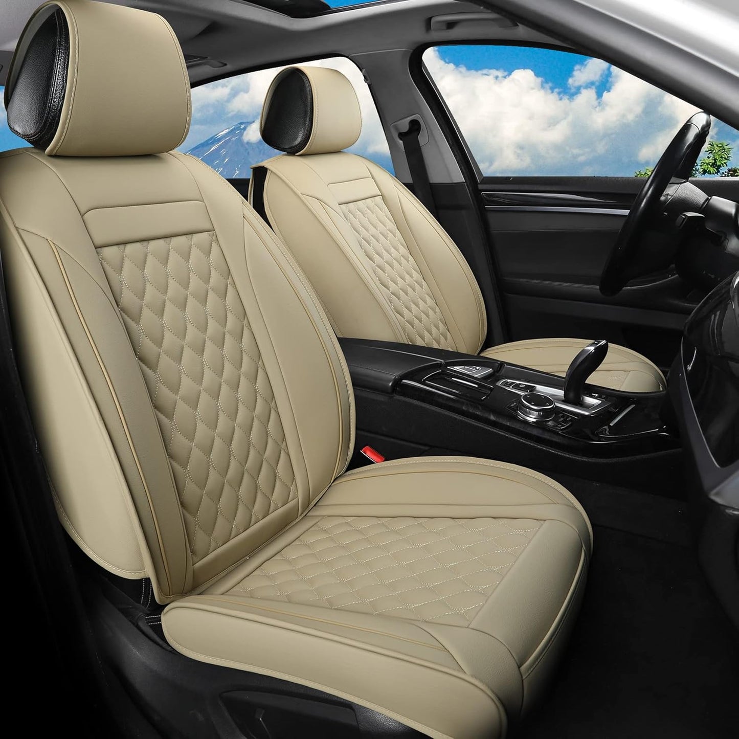 Universal Car Seat Covers Front Pair for Most Vehicles Beige