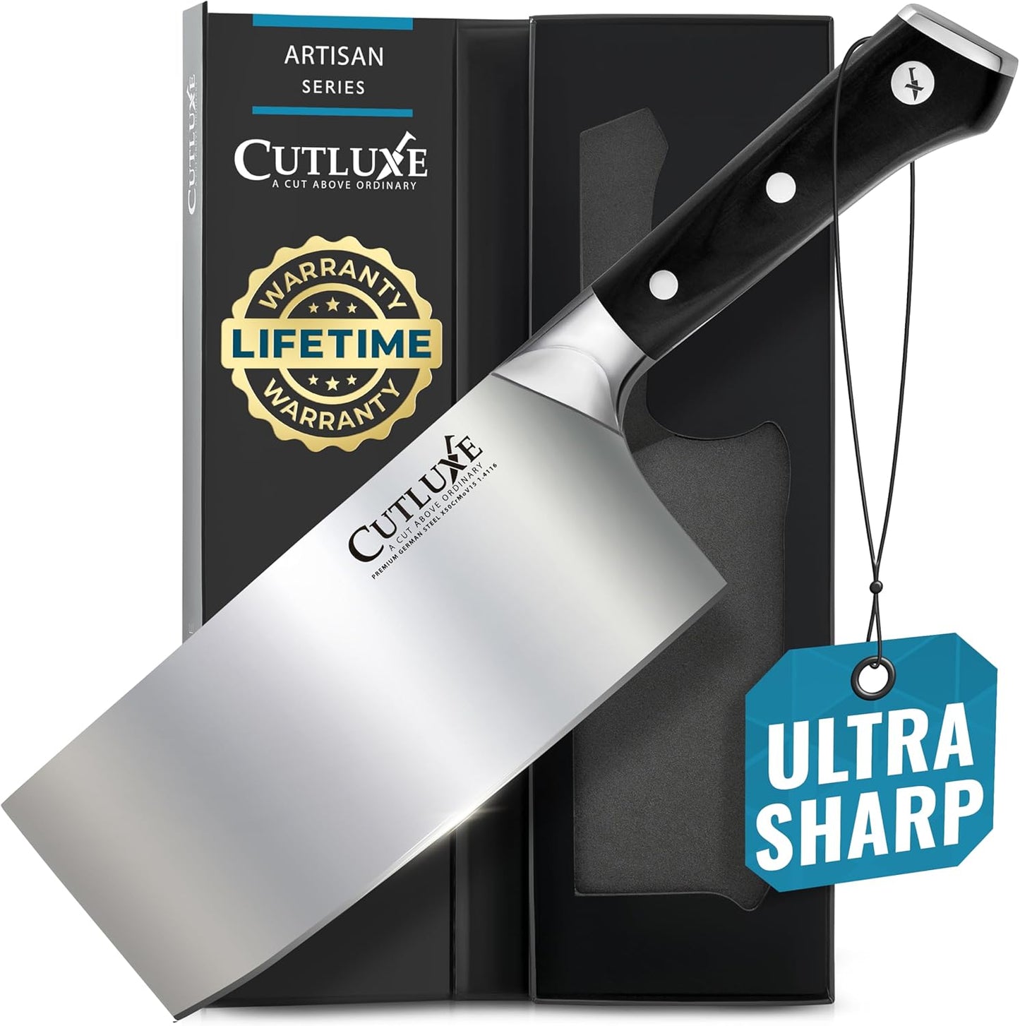 Cutluxe 7 Inch Meat Cleaver Knife for Precision Cutting Tasks