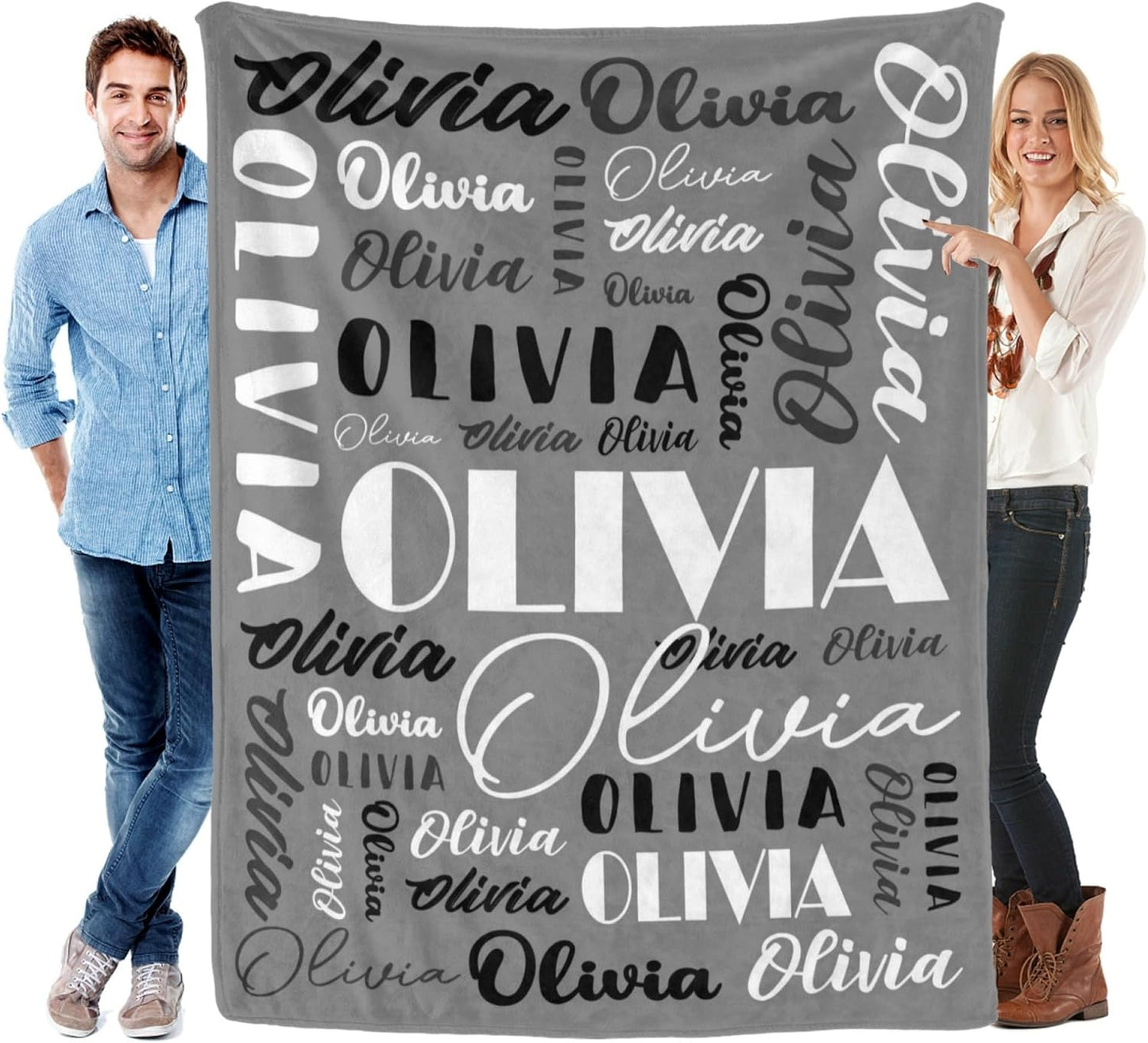 Personalized Name Blanket for Adults and Kids - Custom Flannel Throw