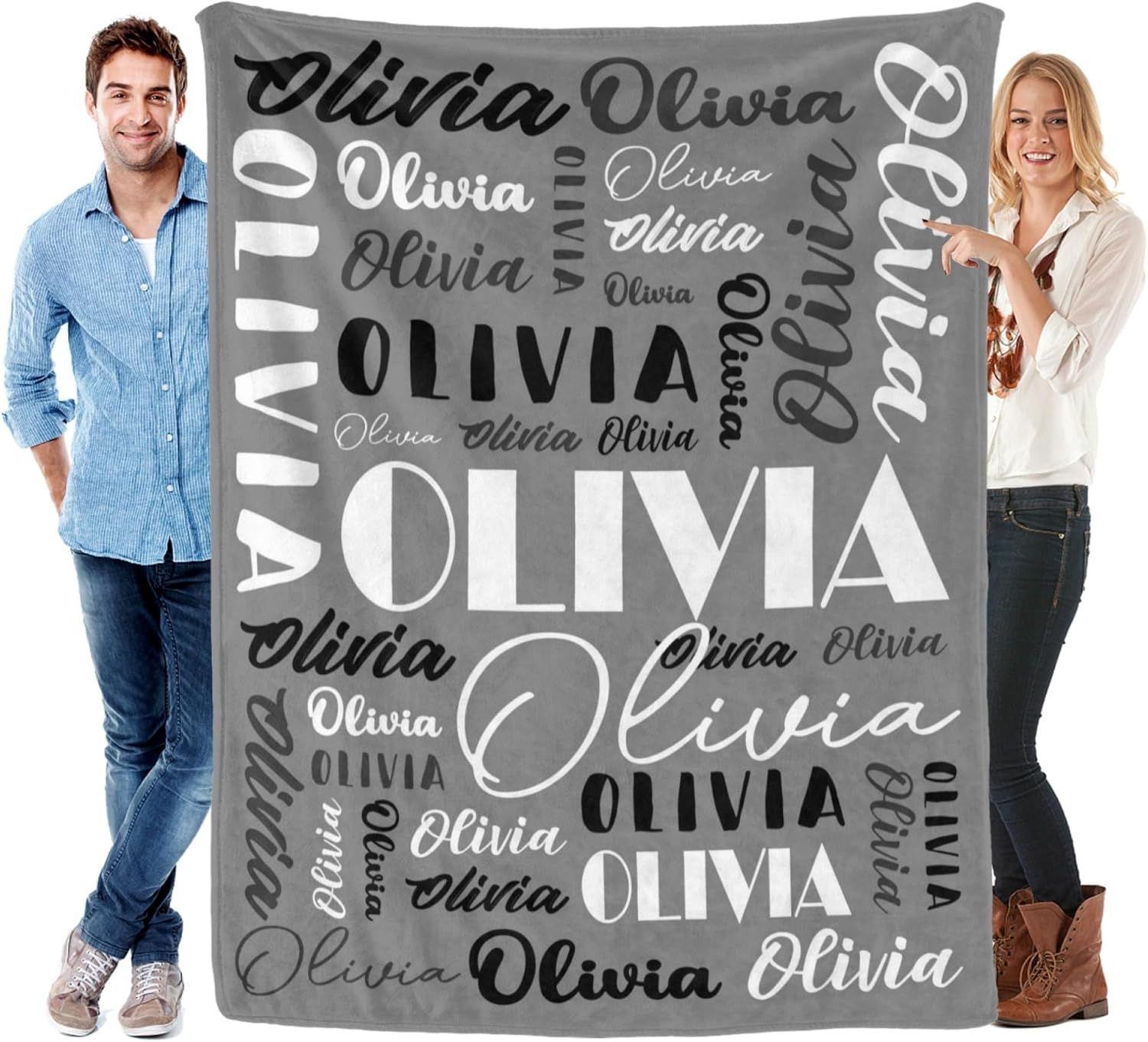 Personalized Name Blanket for Adults and Kids - Custom Flannel Throw