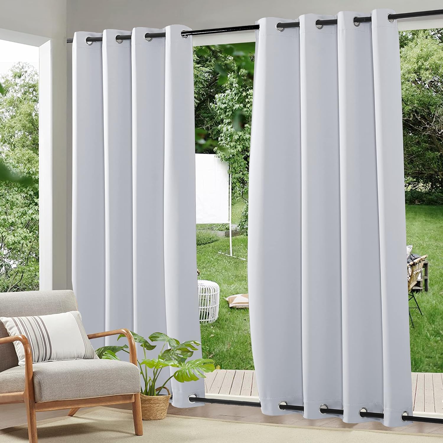 RYB HOME Windproof Outdoor Curtains for Patio and Gazebo